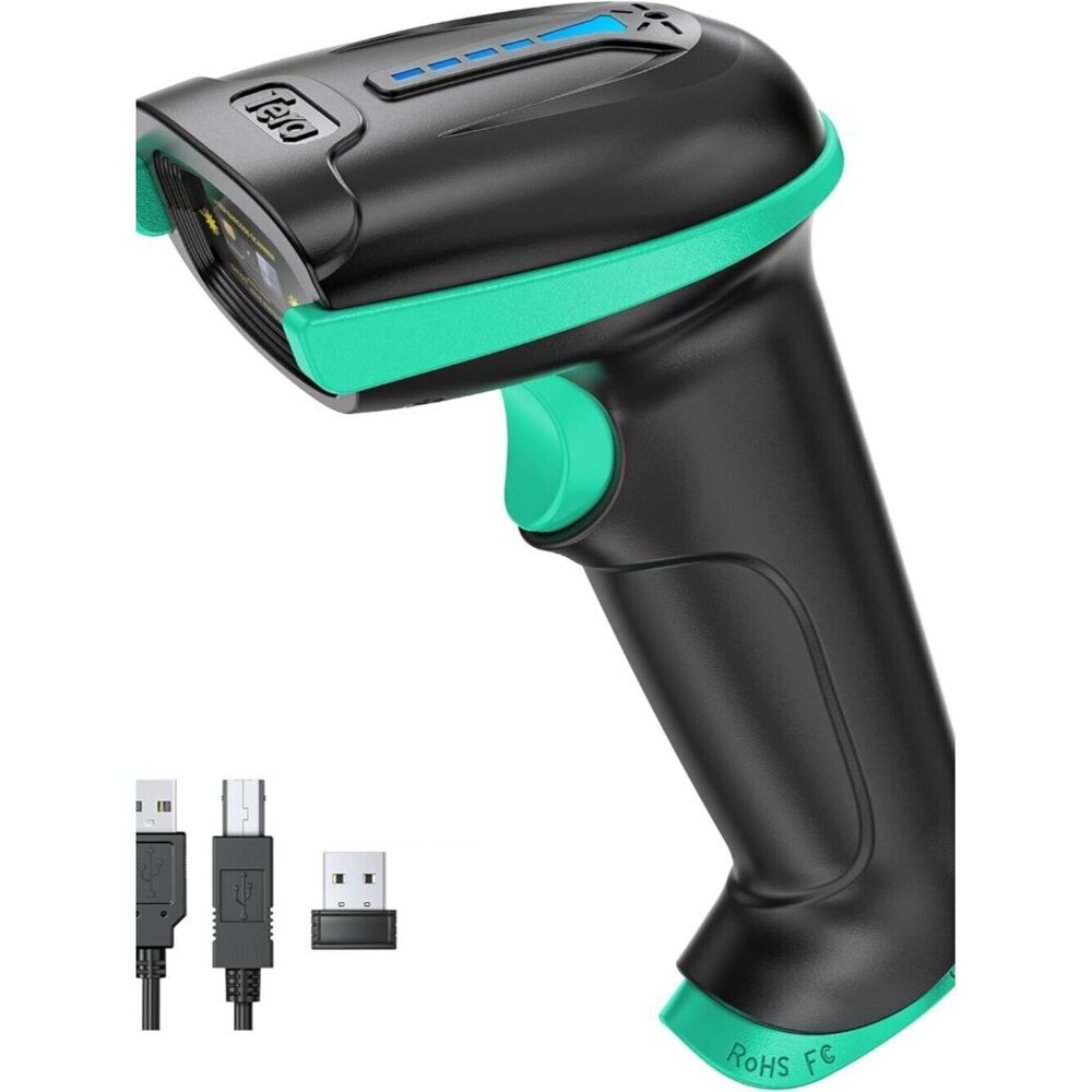 Wireless Barcode Scanner 1D with Battery Level Display